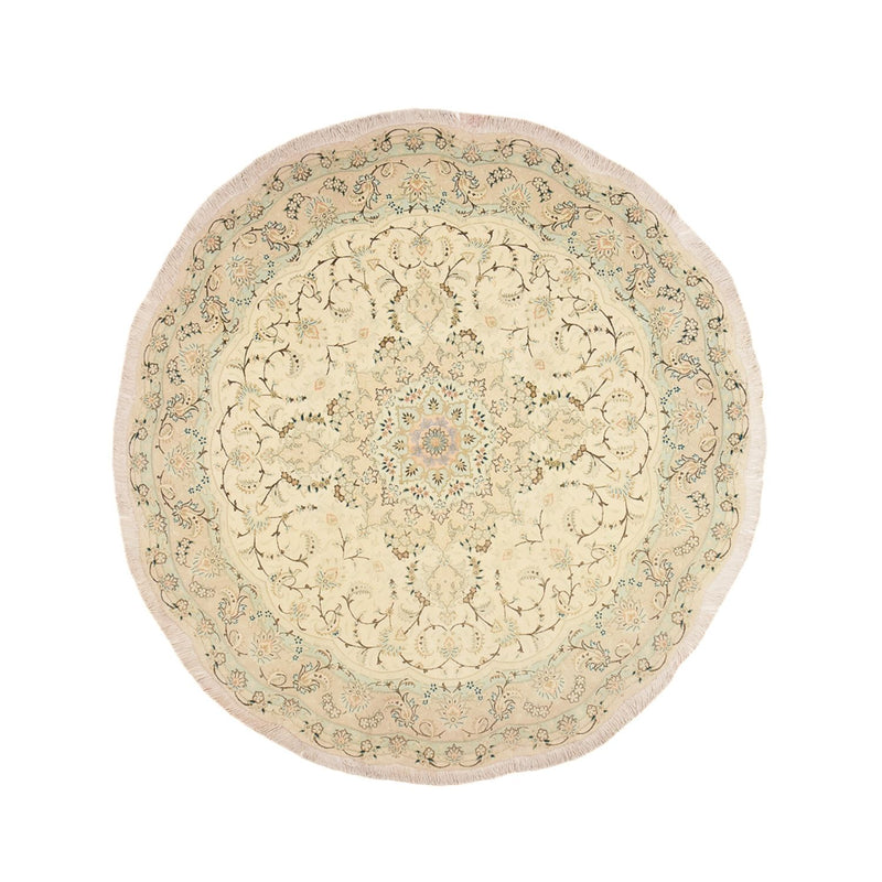 Persisk tæppe - Tabriz - Premium rundt  - 200 x 200 cm - sand
