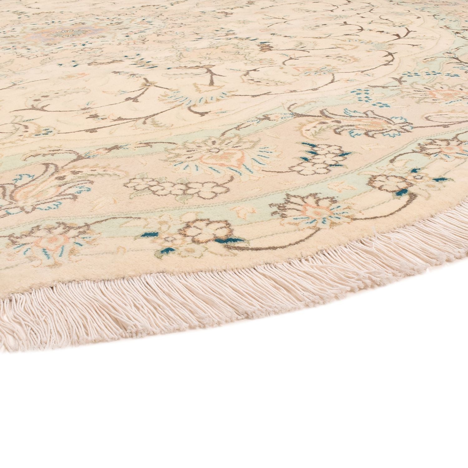 Persisk tæppe - Tabriz - Premium rundt  - 200 x 200 cm - sand