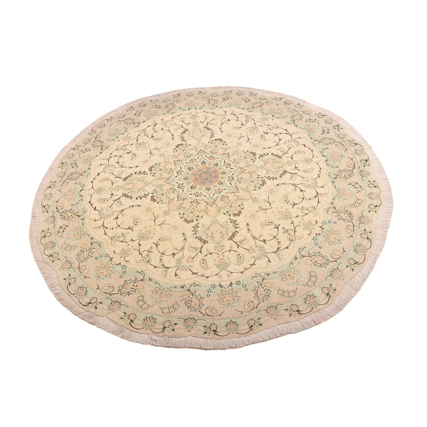 Persisk tæppe - Tabriz - Premium rundt  - 200 x 200 cm - sand