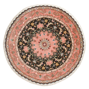 Persisk tæppe - Tabriz - Premium rundt  - 250 x 250 cm - mørkeblå