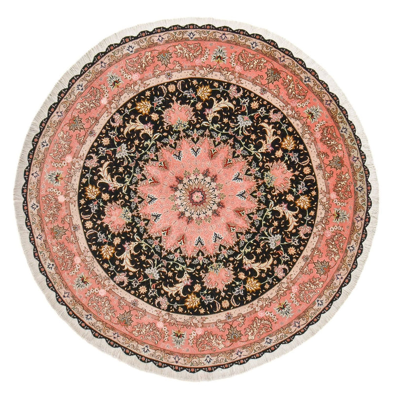 Persisk tæppe - Tabriz - Premium rundt  - 250 x 250 cm - mørkeblå