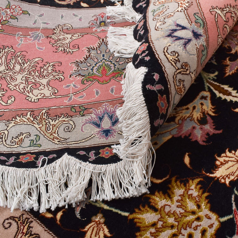 Persisk tæppe - Tabriz - Premium rundt  - 250 x 250 cm - mørkeblå