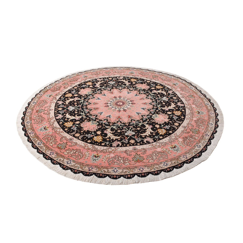 Persisk tæppe - Tabriz - Premium rundt  - 250 x 250 cm - mørkeblå