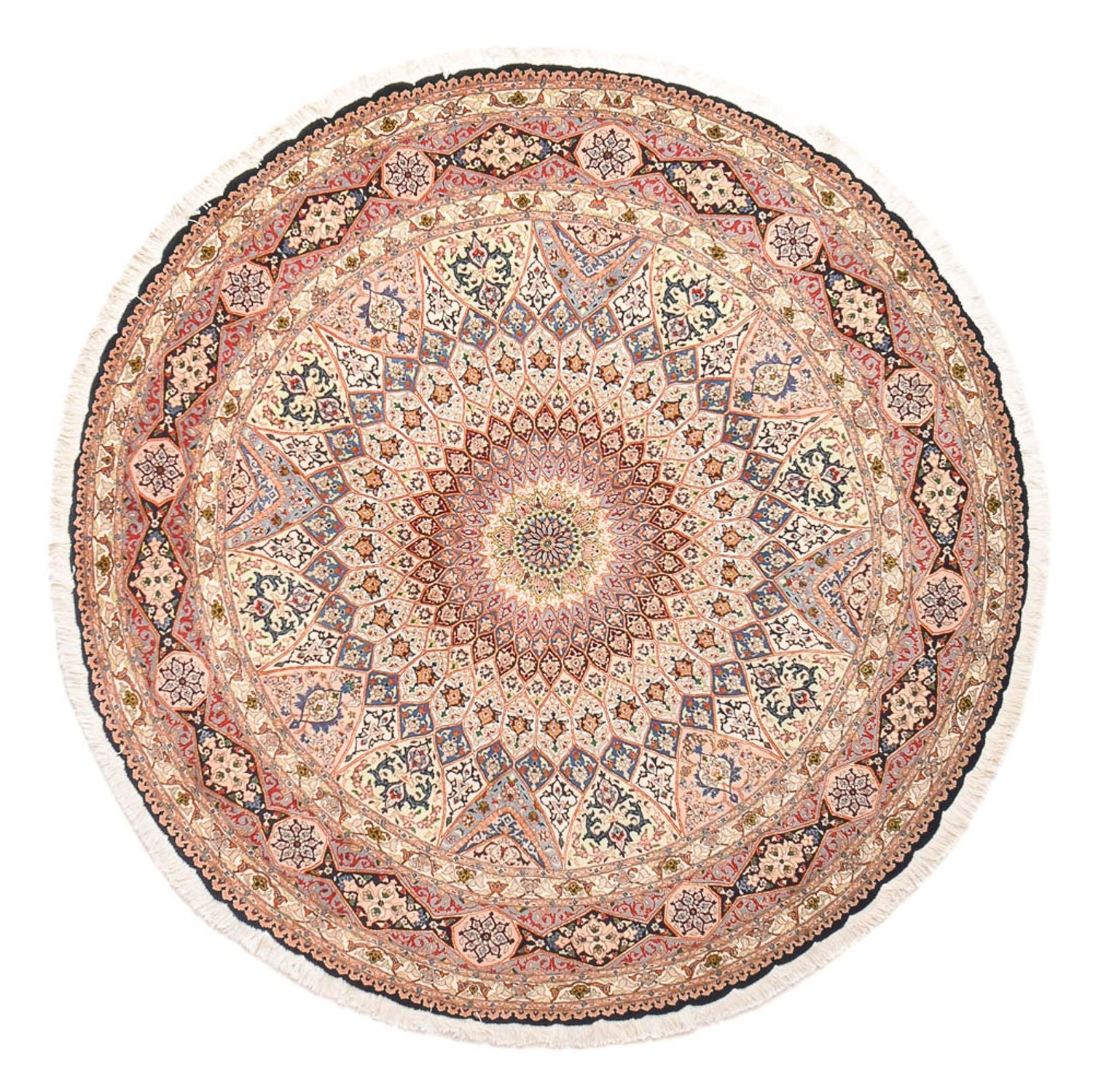 Persisk tæppe - Tabriz - Royal rundt  - 250 x 250 cm - lysrød