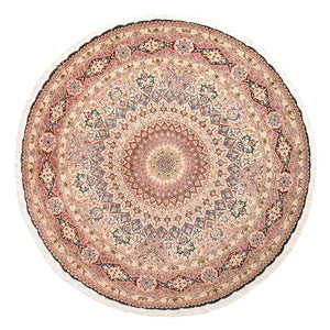 Persisk tæppe - Tabriz - Royal rundt  - 250 x 250 cm - lysrød