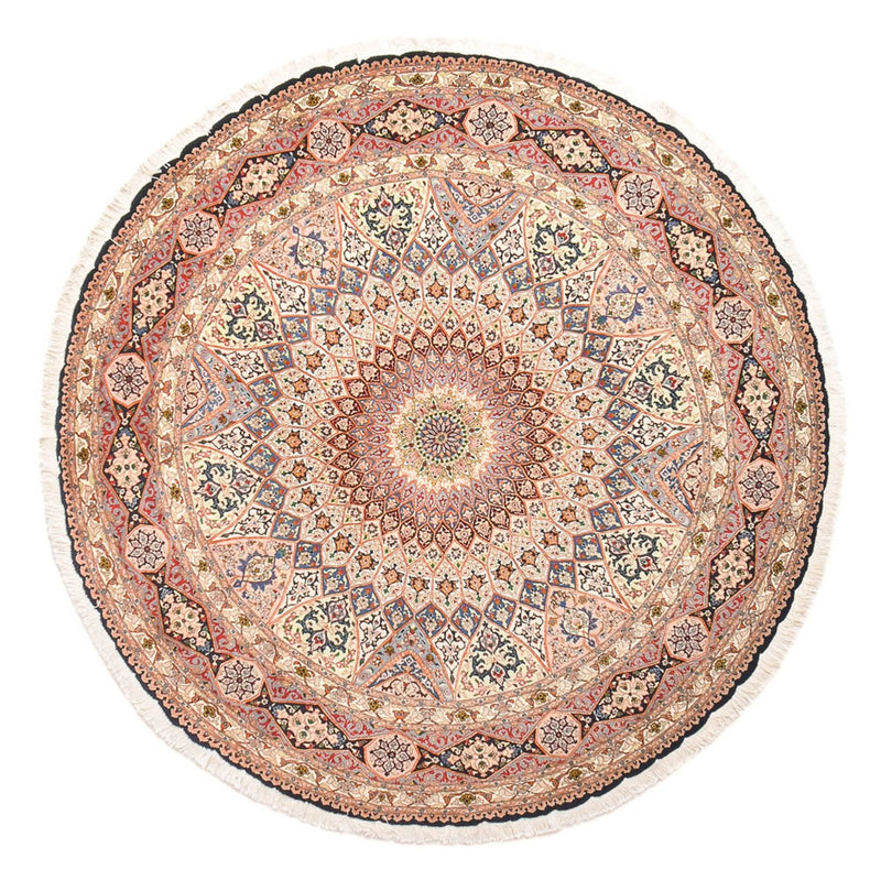 Persisk tæppe - Tabriz - Royal rundt  - 250 x 250 cm - lysrød