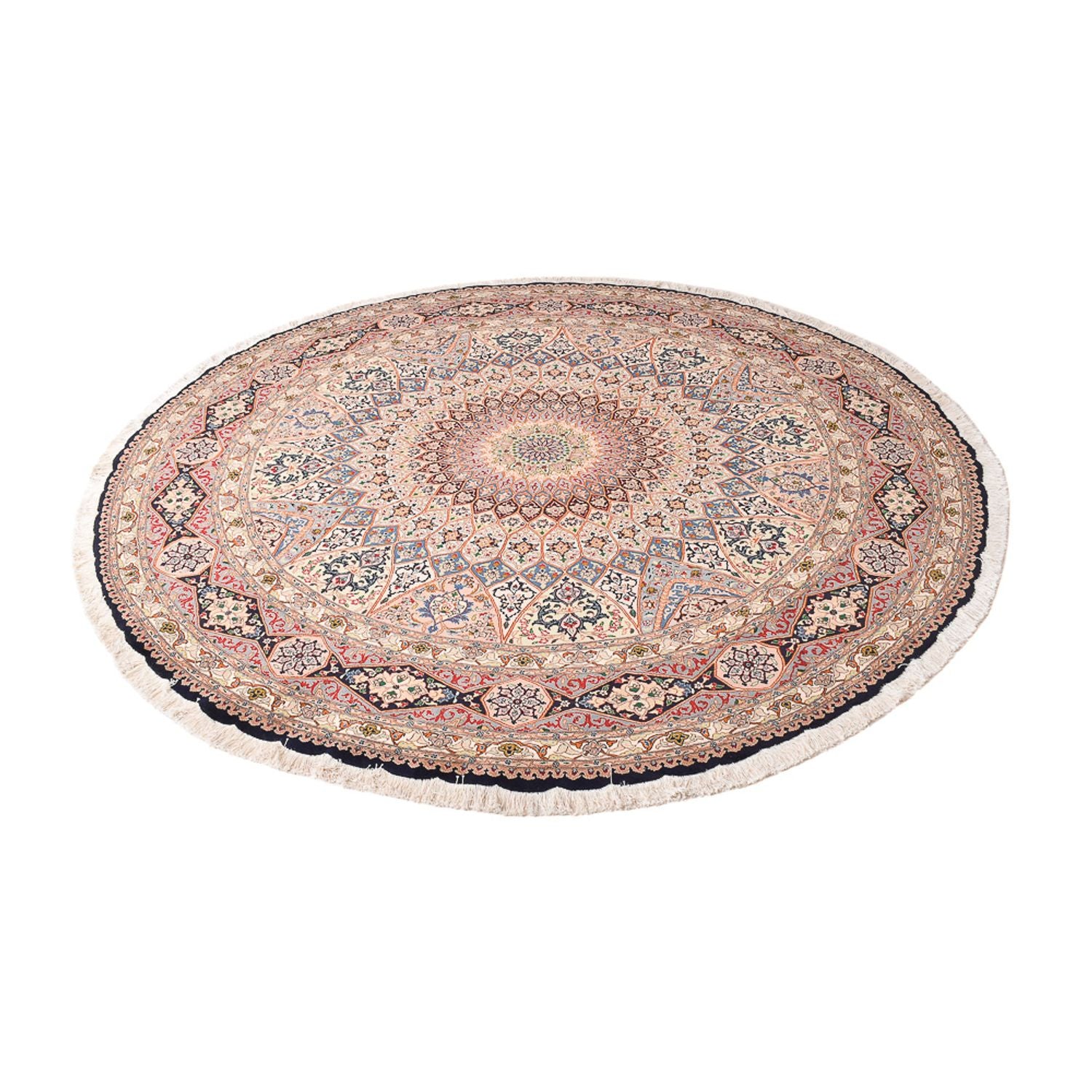 Persisk tæppe - Tabriz - Royal rundt  - 250 x 250 cm - lysrød
