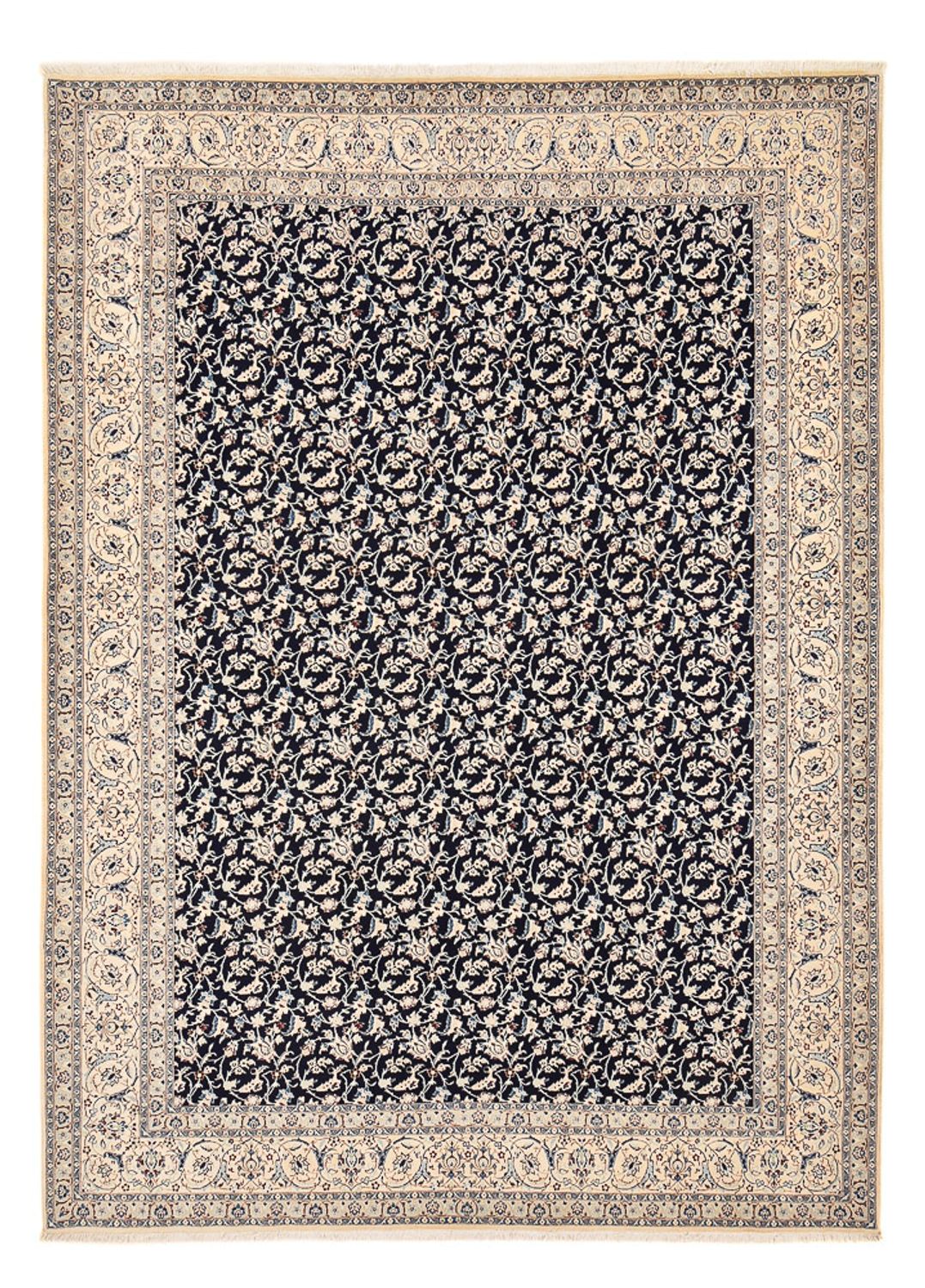 Persisk tæppe - Nain - Premium - 351 x 253 cm - mørkeblå