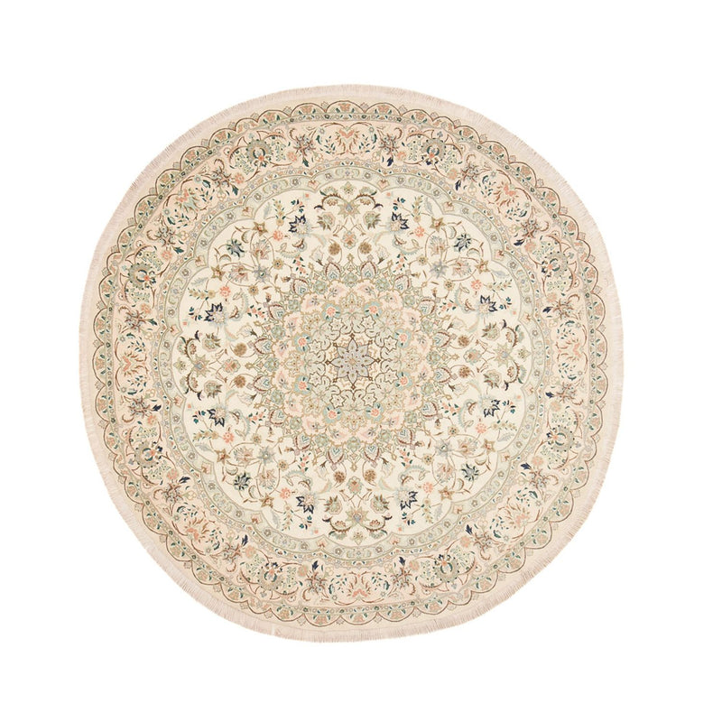 Persisk tæppe - Tabriz - Royal rundt  - 200 x 200 cm - sand