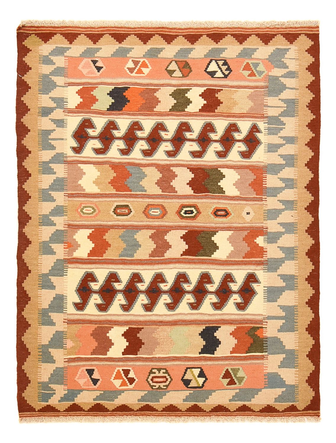 Kelim-tæppe - orientalsk - 147 x 110 cm - flerfarvet