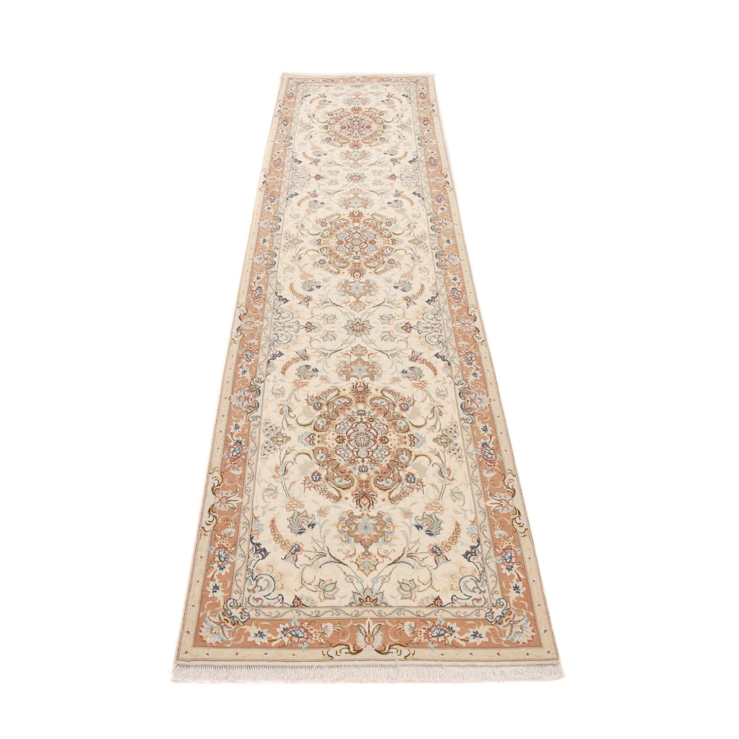 Løber Persisk tæppe - Tabriz - Royal - 370 x 87 cm - beige