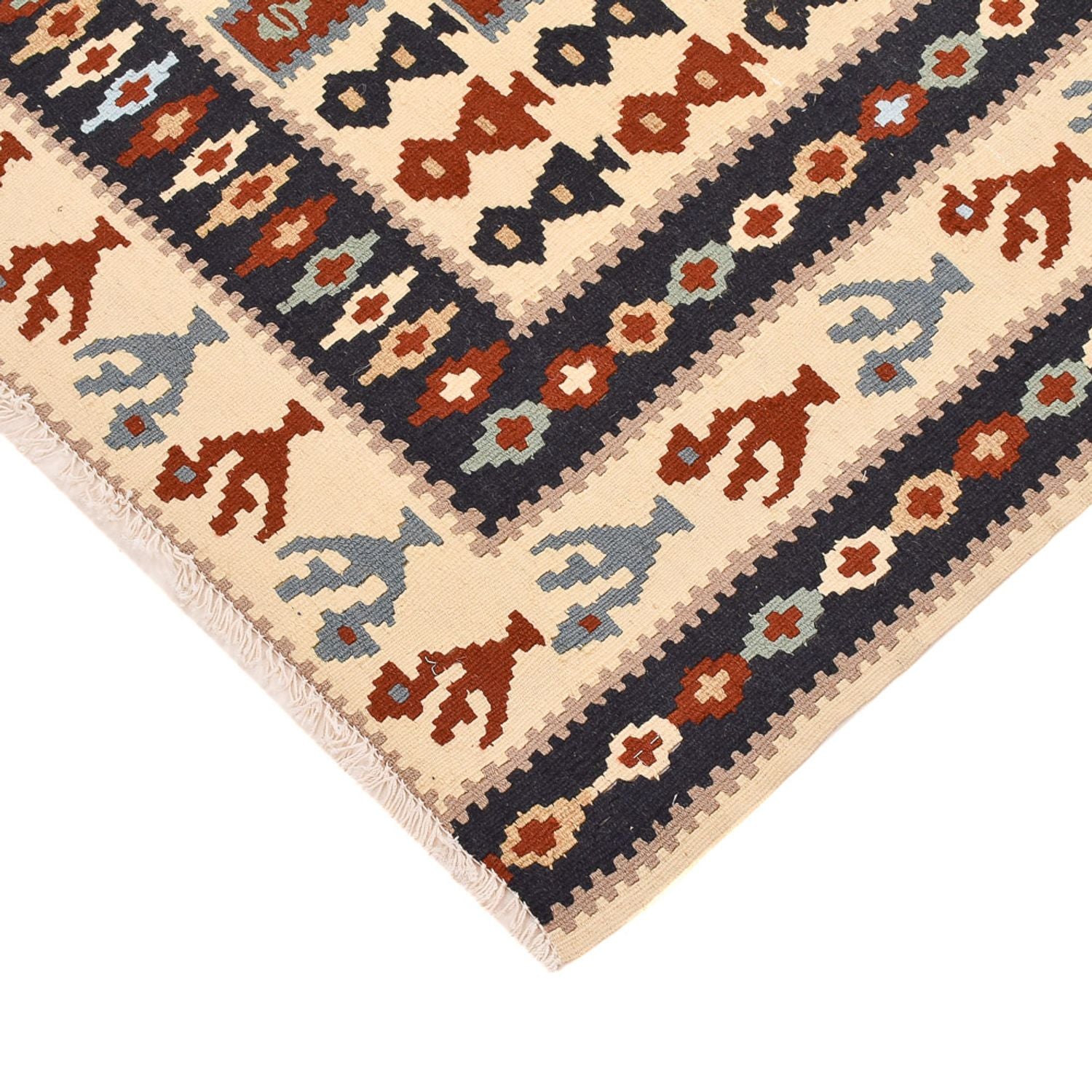 Kelim-tæppe - orientalsk - 145 x 111 cm - flerfarvet