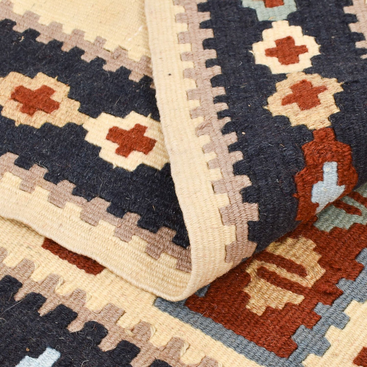 Kelim-tæppe - orientalsk - 145 x 111 cm - flerfarvet