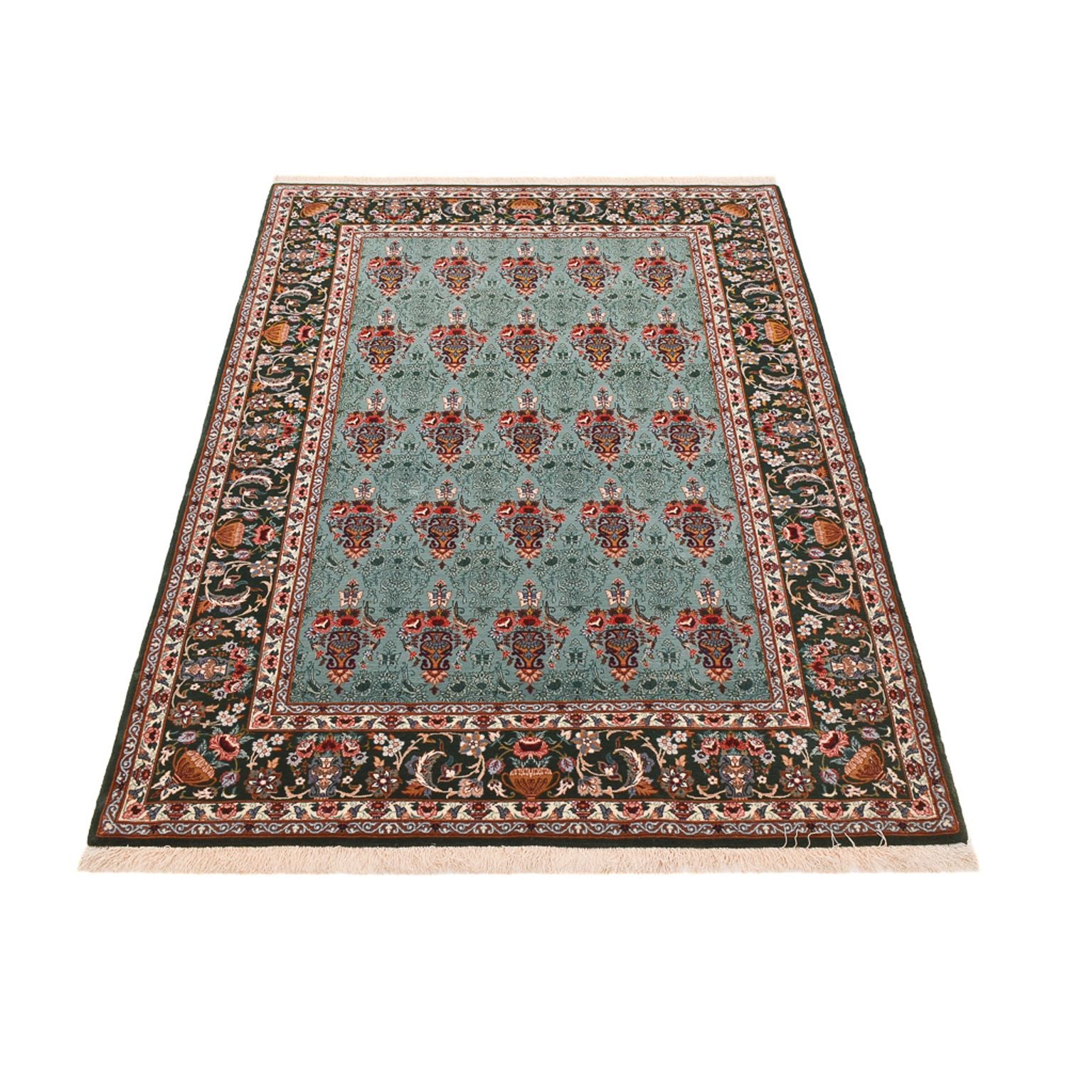 Persisk tæppe - Isfahan - Premium - 193 x 130 cm - turkis