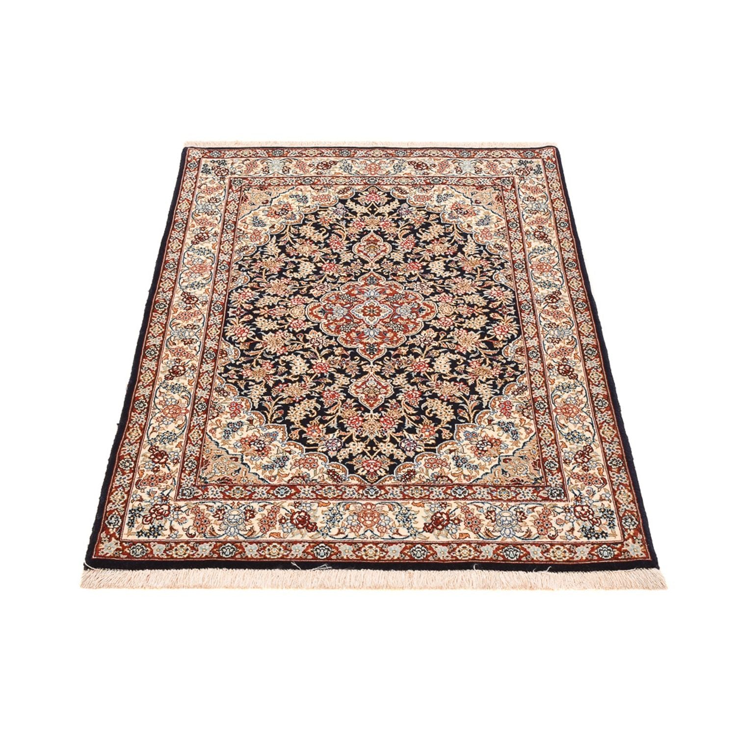 Persisk tæppe - Isfahan - Premium - 148 x 101 cm - mørkeblå