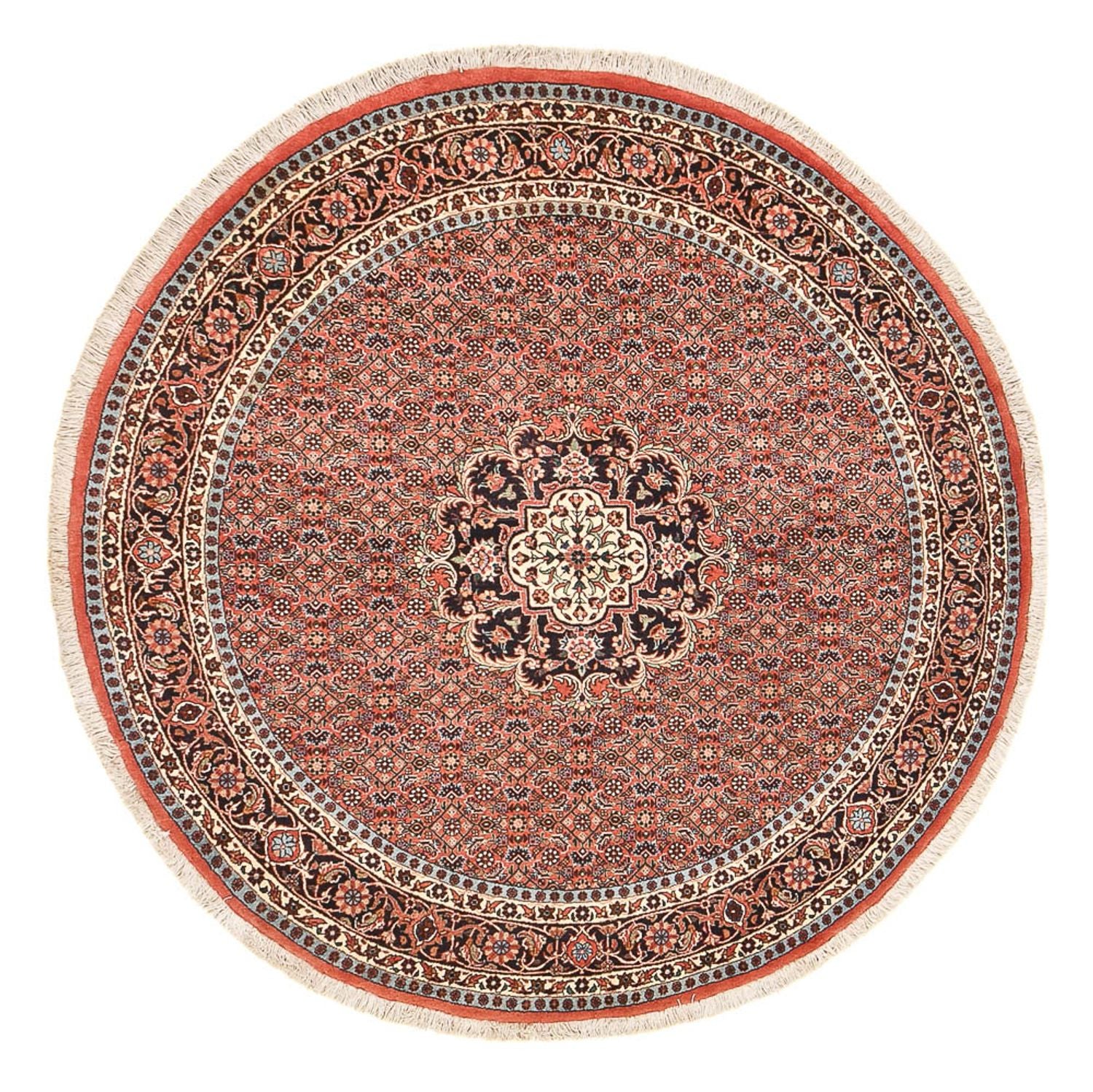 Persisk tæppe - Bijar rundt  - 150 x 150 cm - lysrød