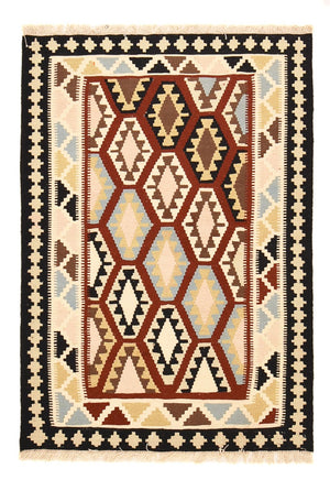 Kelim-tæppe - orientalsk - 145 x 104 cm - flerfarvet