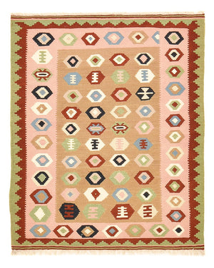Kelim-tæppe - orientalsk - 138 x 110 cm - flerfarvet