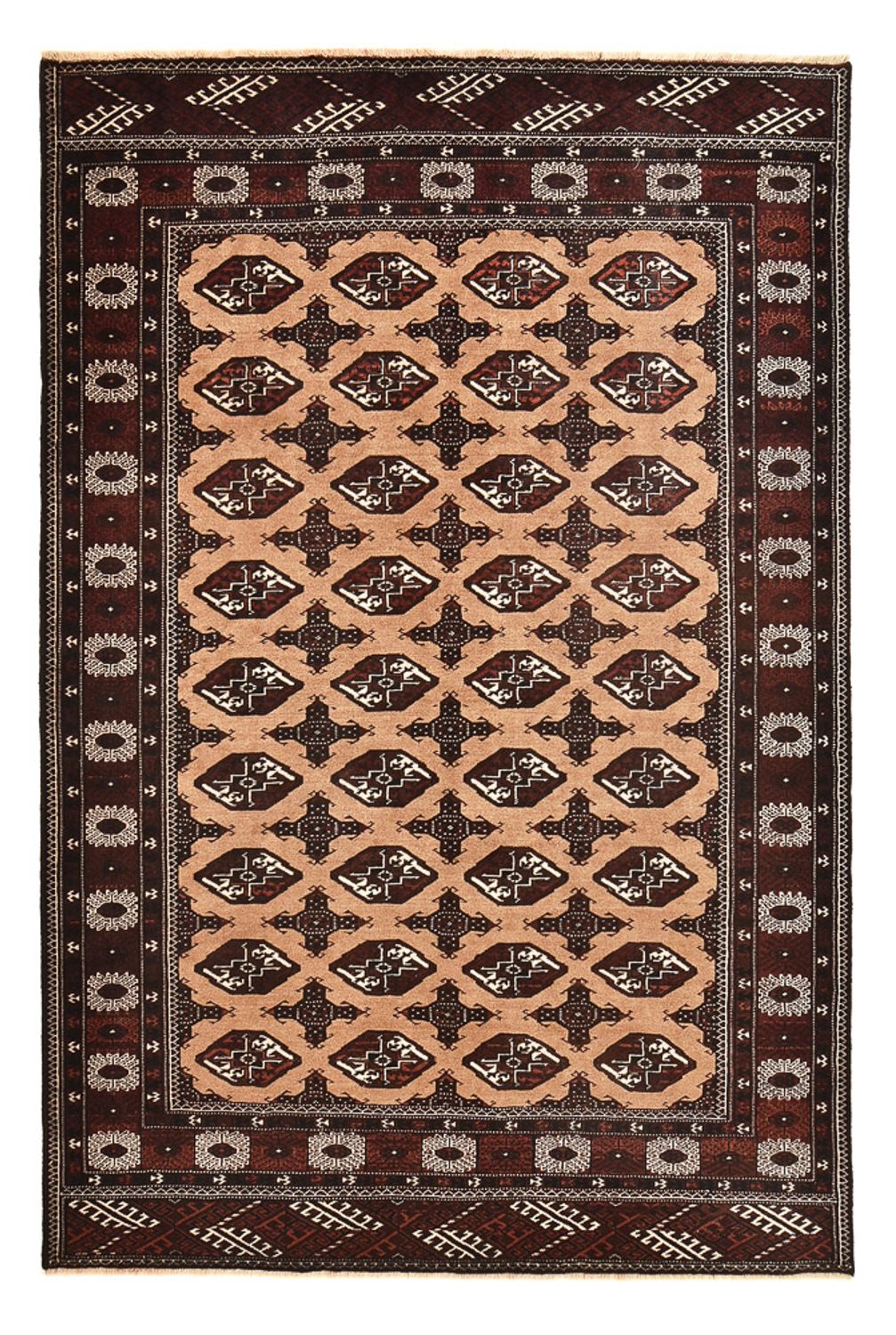 Turkaman-tæppe - 295 x 198 cm - lys beige