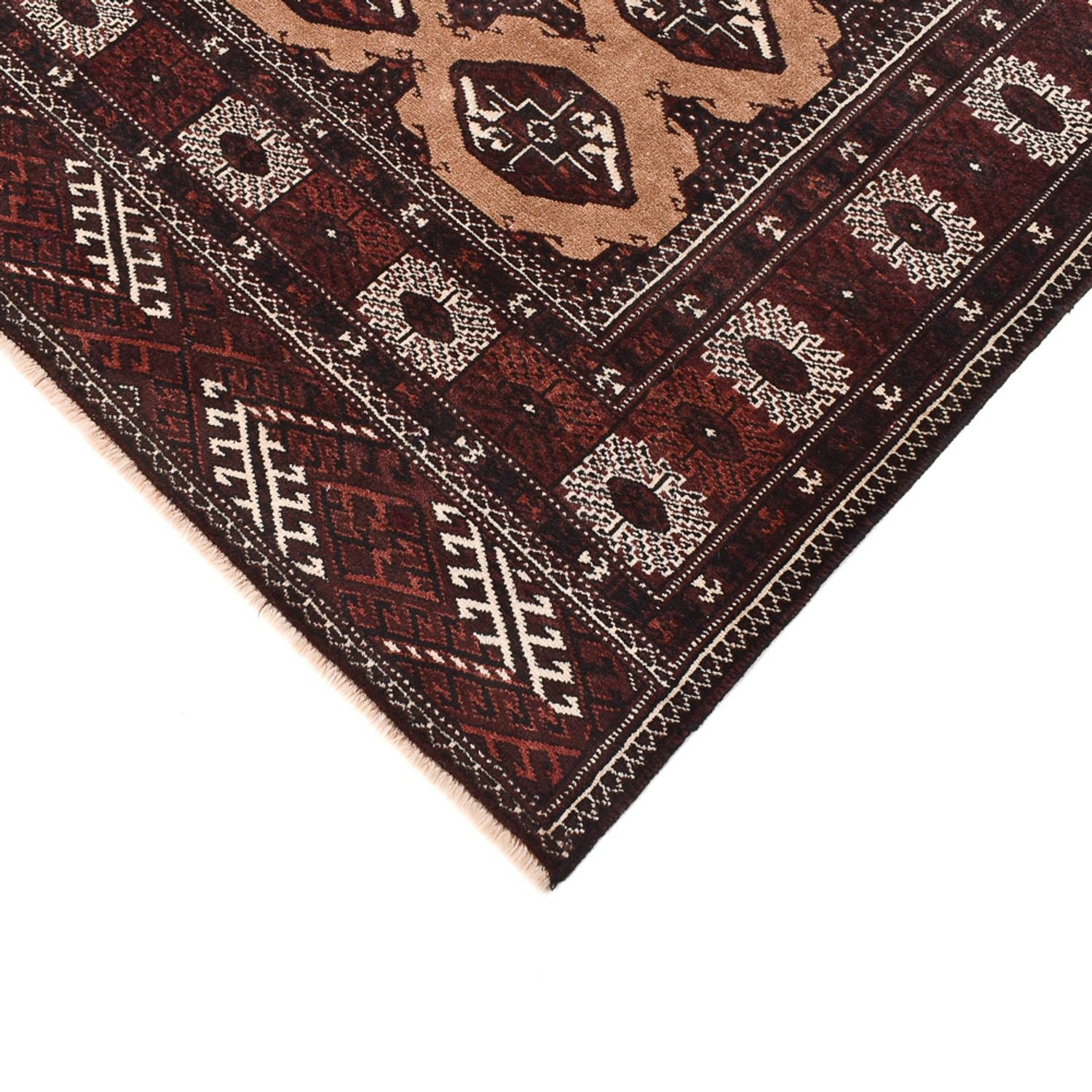 Turkaman-tæppe - 295 x 198 cm - lys beige
