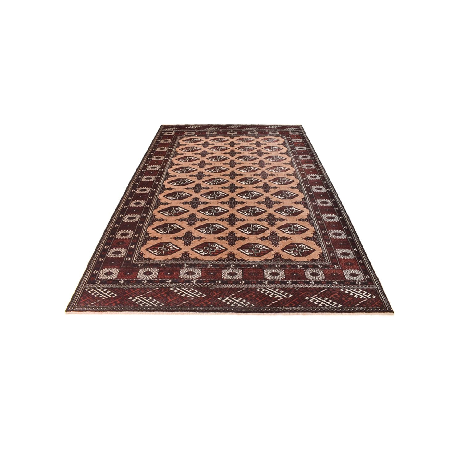 Turkaman-tæppe - 295 x 198 cm - lys beige