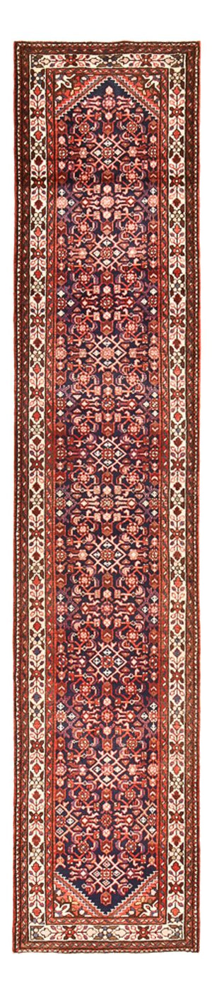 Løber Persisk tæppe - Nomadisk - 419 x 88 cm - bordeaux rød