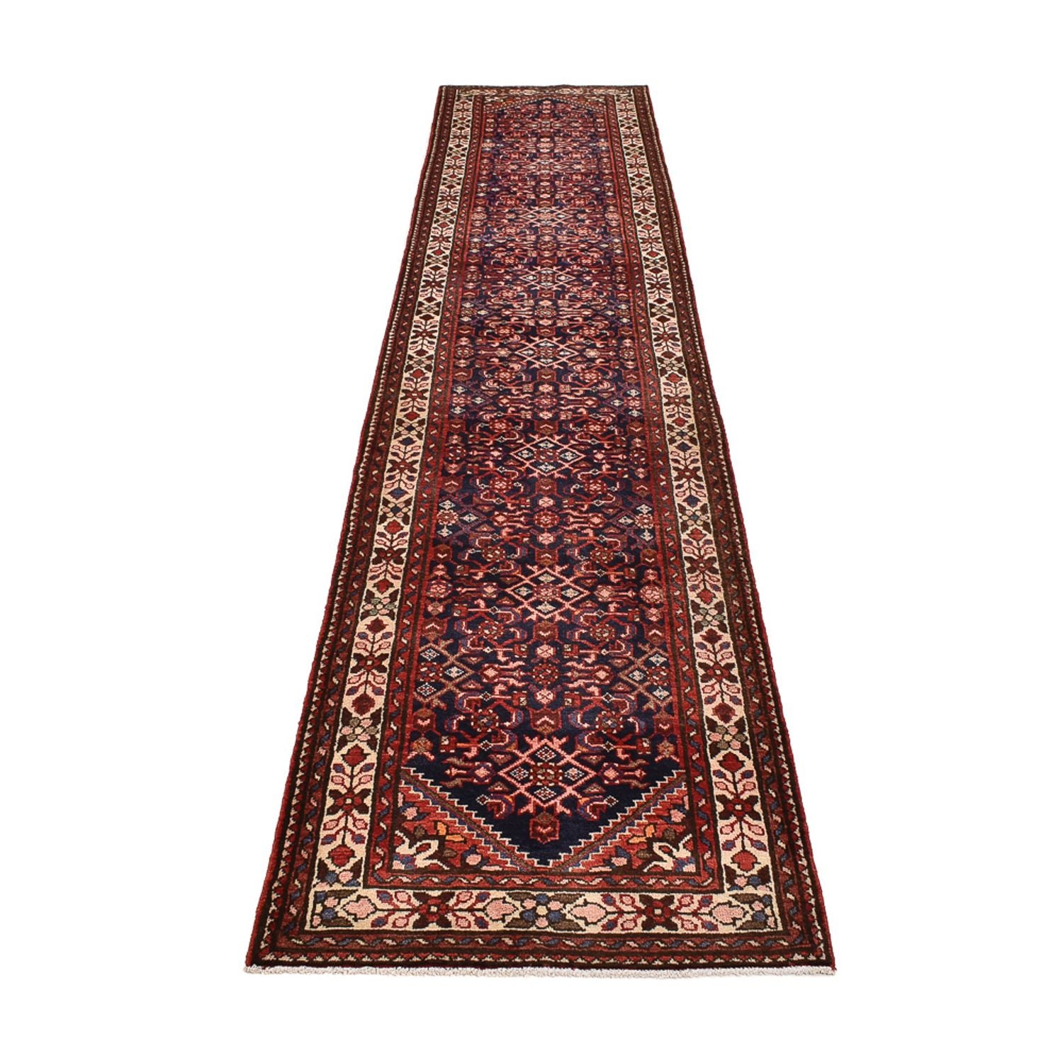 Løber Persisk tæppe - Nomadisk - 419 x 88 cm - bordeaux rød