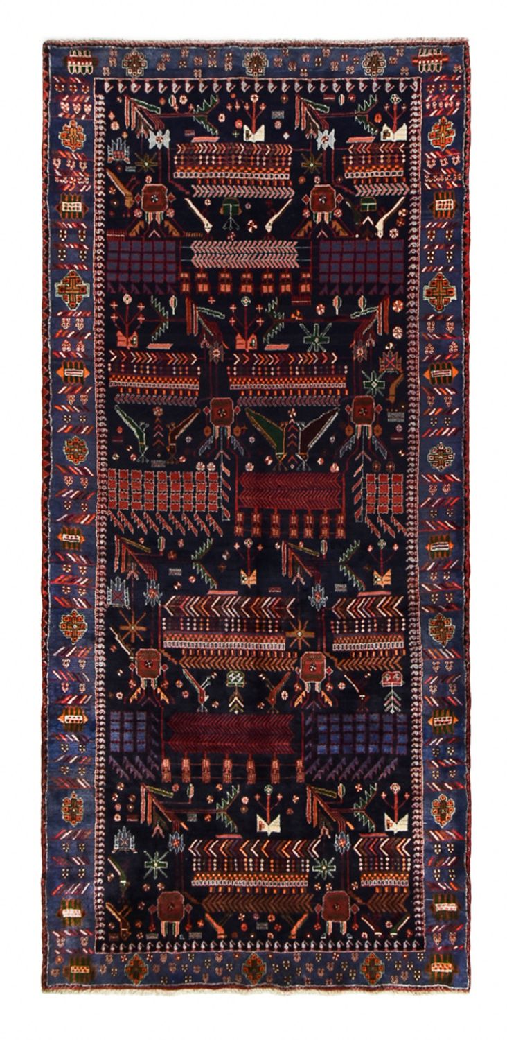 Løber Persisk tæppe - Nomadisk - 382 x 168 cm - mørkerød