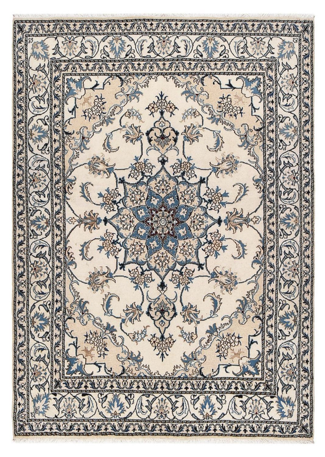 Persisk tæppe - Nain - 205 x 147 cm - creme