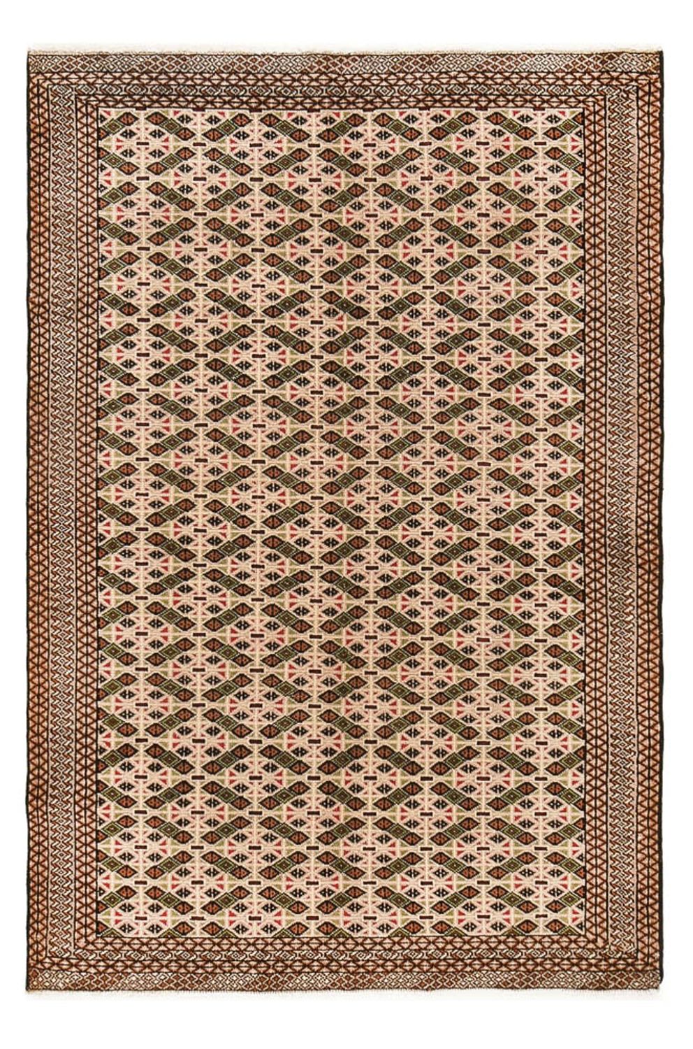 Turkaman-tæppe - 193 x 130 cm - mørk beige