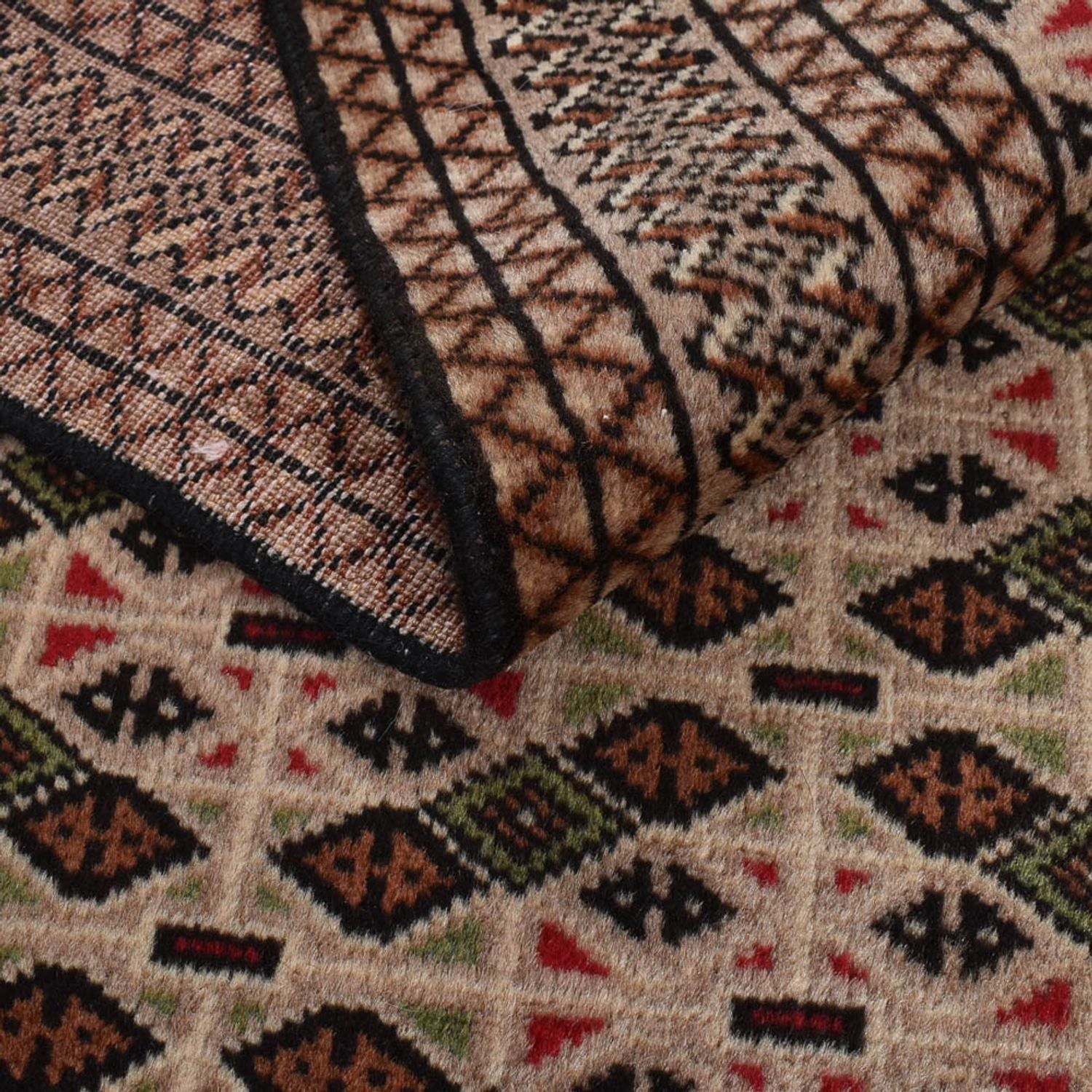 Turkaman-tæppe - 193 x 130 cm - mørk beige