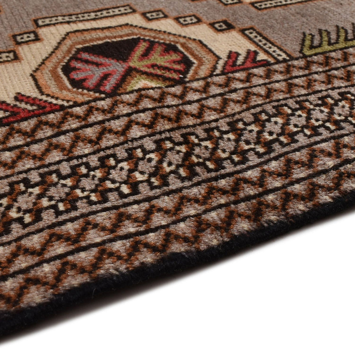 Turkaman-tæppe - 188 x 127 cm - flerfarvet