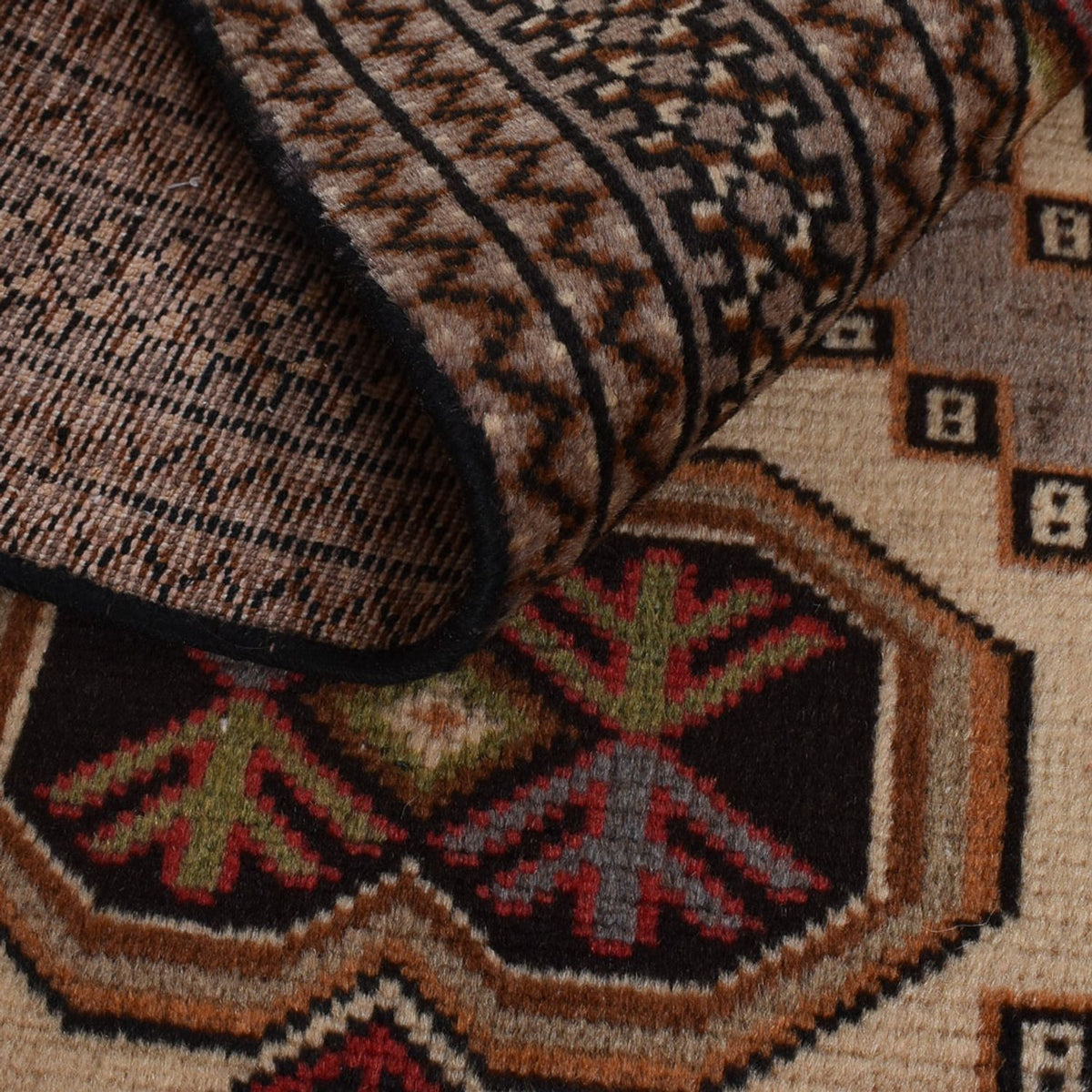 Turkaman-tæppe - 188 x 127 cm - flerfarvet