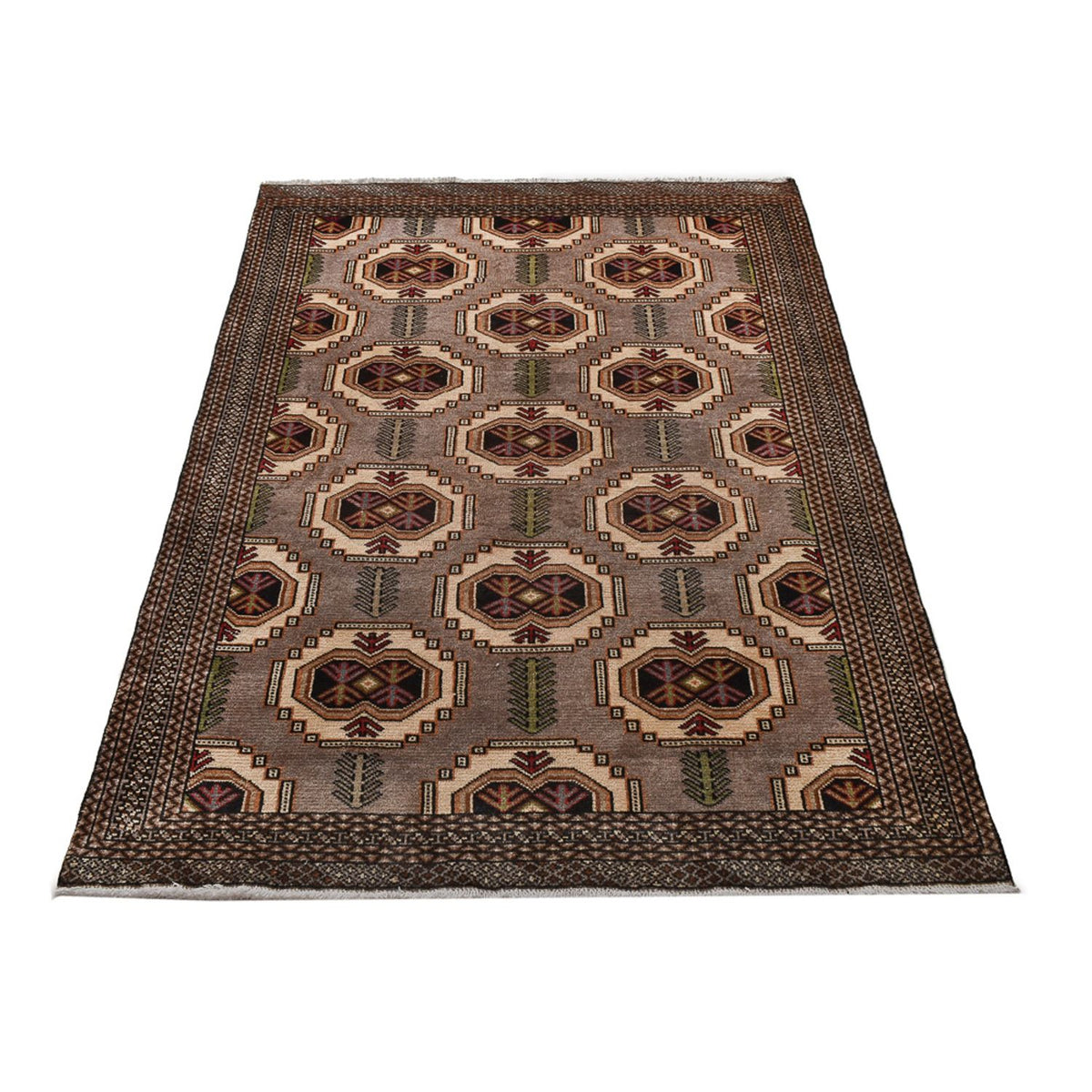 Turkaman-tæppe - 188 x 127 cm - flerfarvet