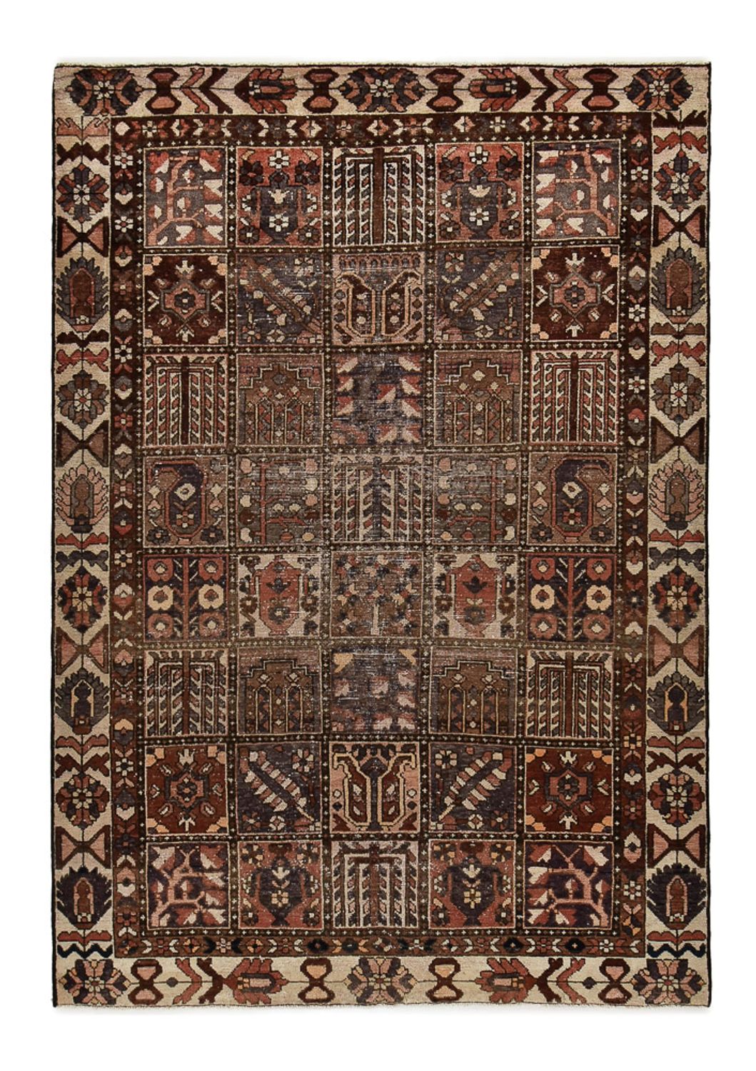 Vintage tæppe - 282 x 198 cm - mørkebrun