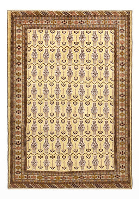 Turkaman-tæppe - 213 x 146 cm - lys beige