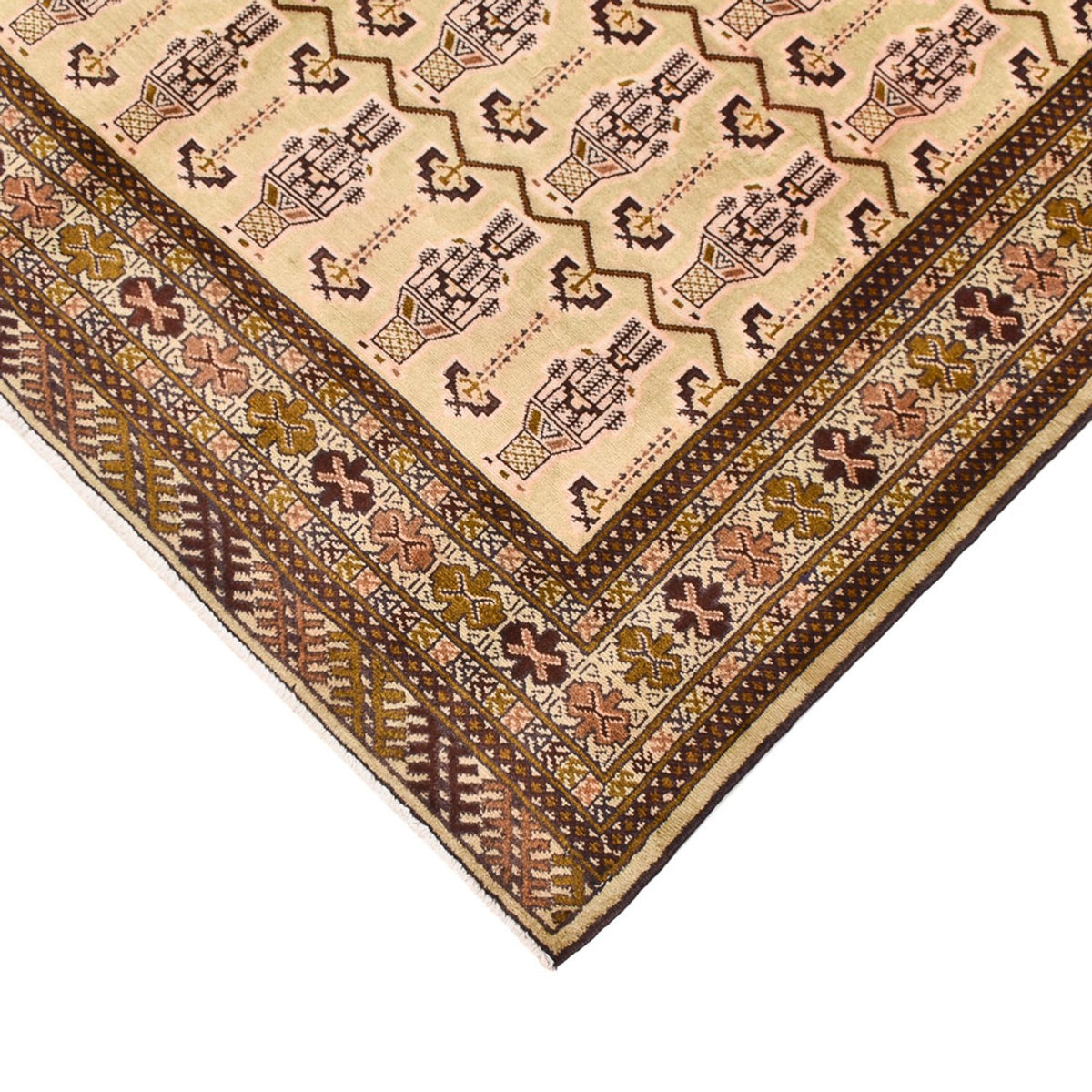 Turkaman-tæppe - 213 x 146 cm - lys beige