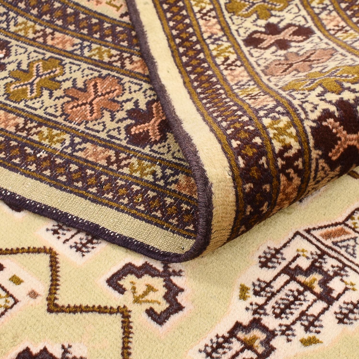 Turkaman-tæppe - 213 x 146 cm - lys beige