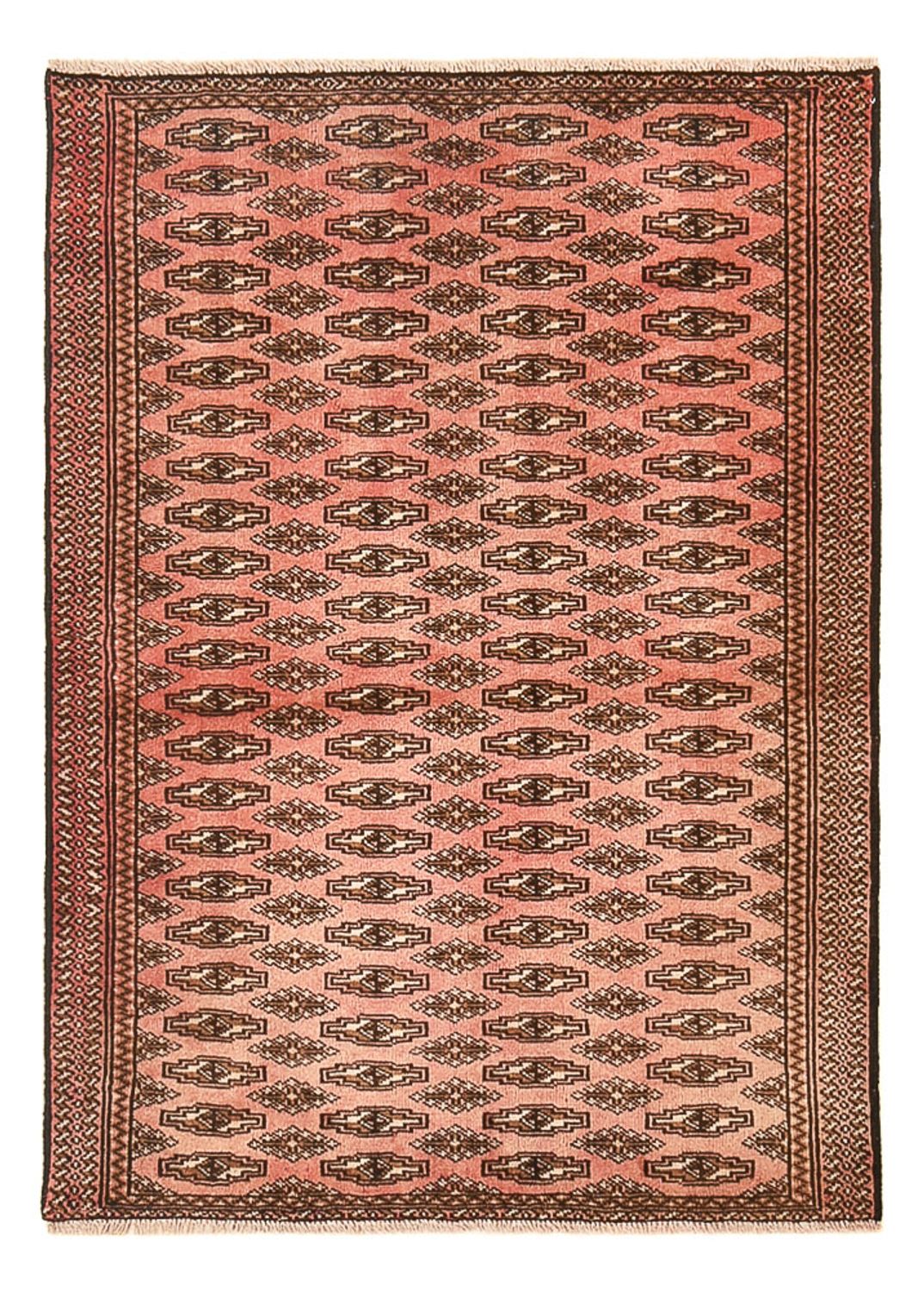Turkaman-tæppe - 128 x 90 cm - lysrød