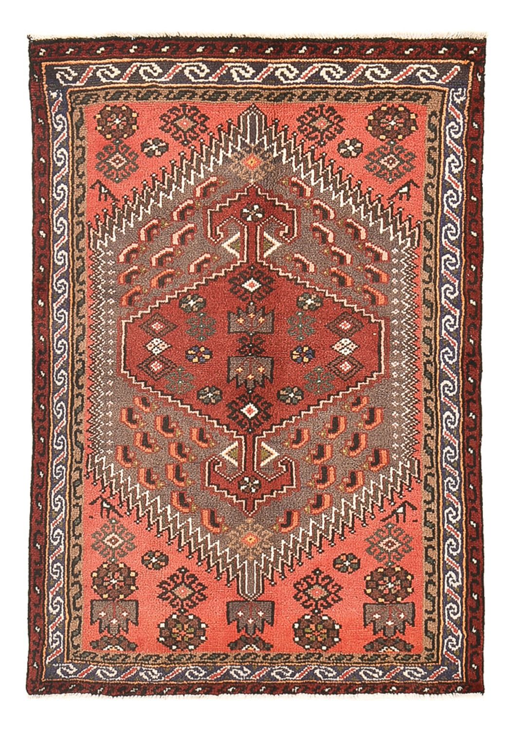 Persisk tæppe - Bijar - 136 x 96 cm - lysrød