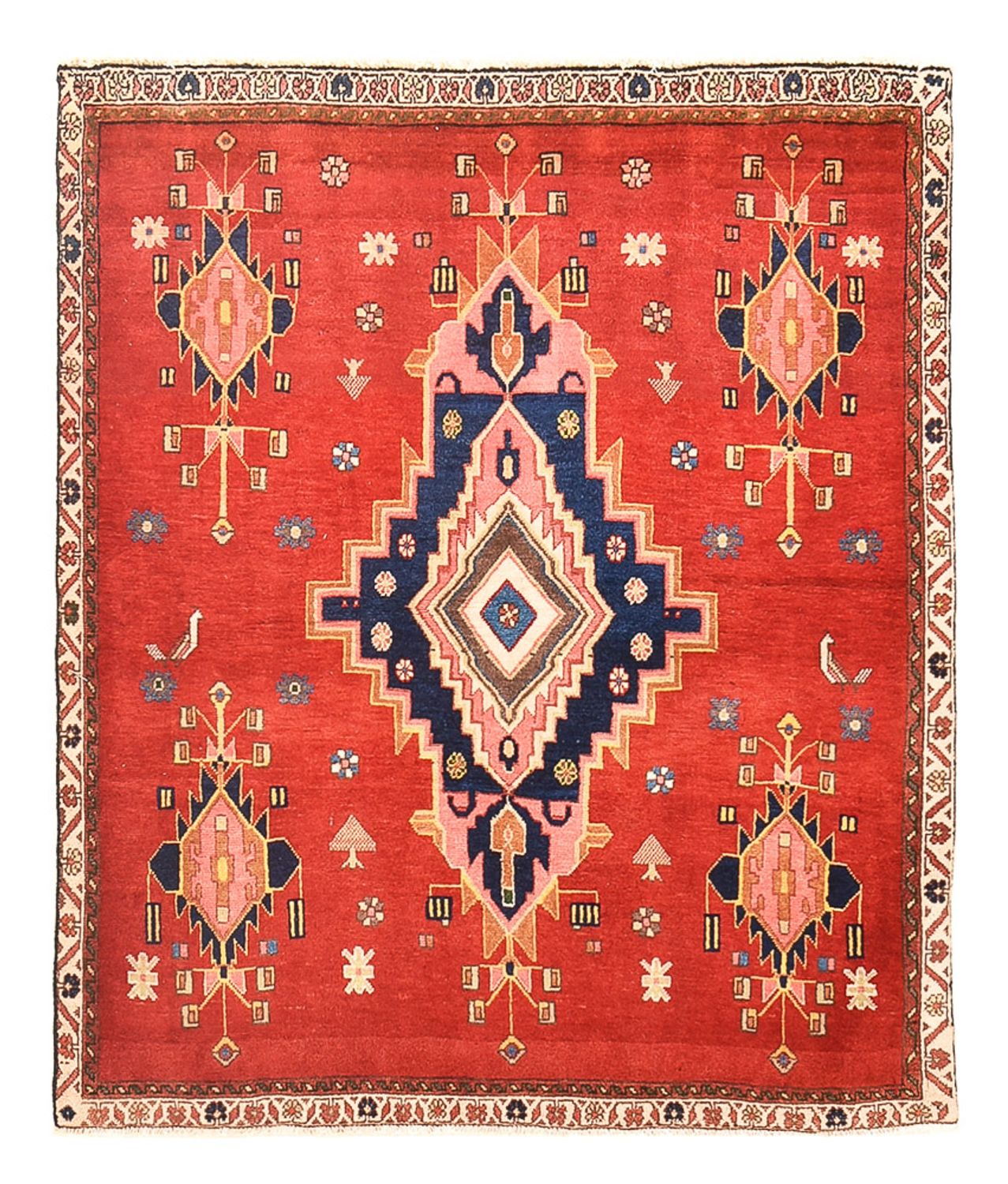 Løber Persisk tæppe - Nomadisk - 129 x 107 cm - rød