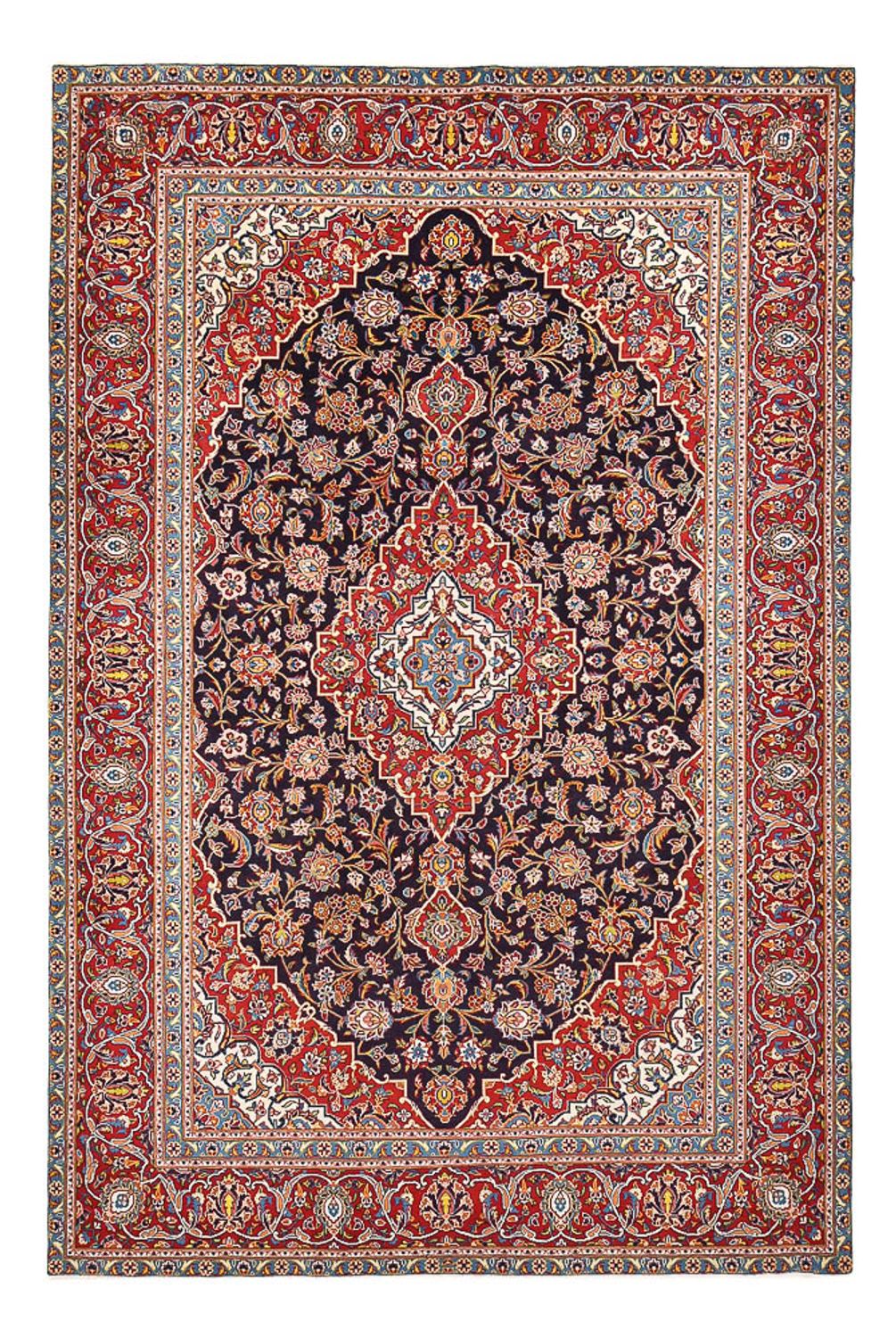 Persisk tæppe - Keshan - 345 x 232 cm - mørkerød