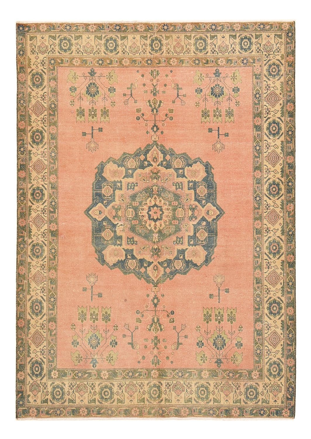 Vintage tæppe - 233 x 163 cm - lysrød