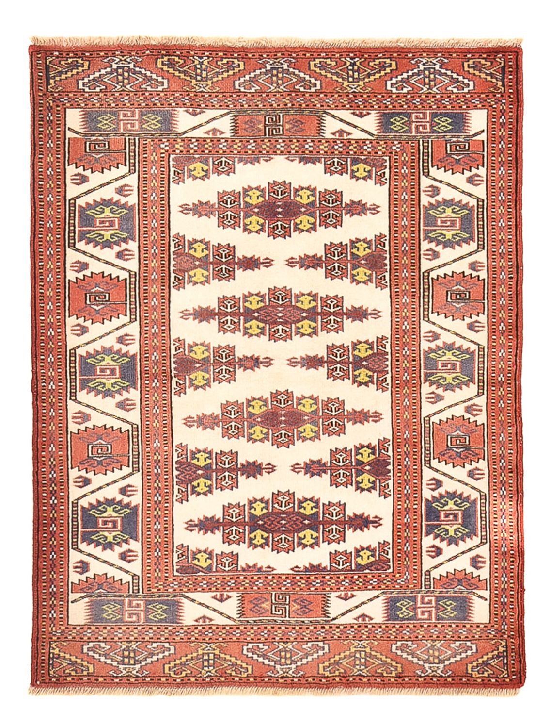 Turkaman-tæppe - 120 x 92 cm - lysrød