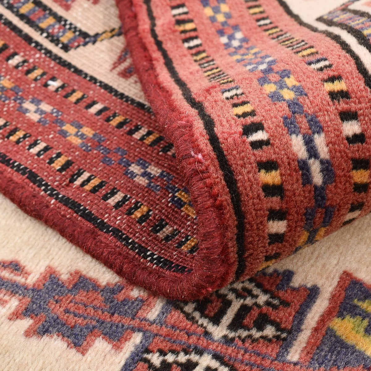 Turkaman-tæppe - 120 x 92 cm - lysrød