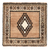 Persisk tæppe - Nomadisk - 56 x 53 cm - lys beige