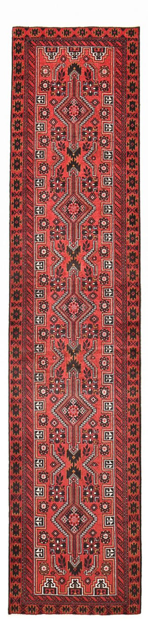Løber Baluch-tæppe - 378 x 85 cm - rød