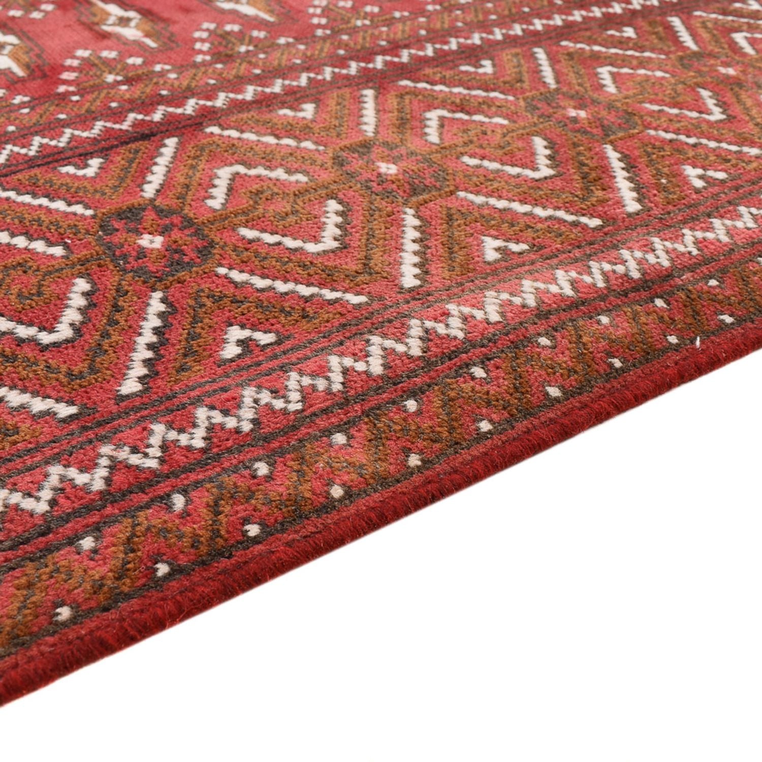 Turkaman-tæppe - 280 x 203 cm - lysrød