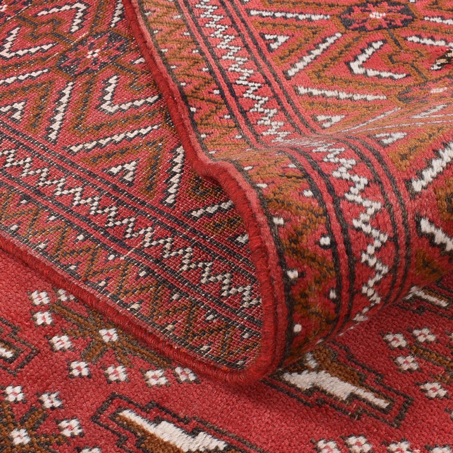 Turkaman-tæppe - 280 x 203 cm - lysrød