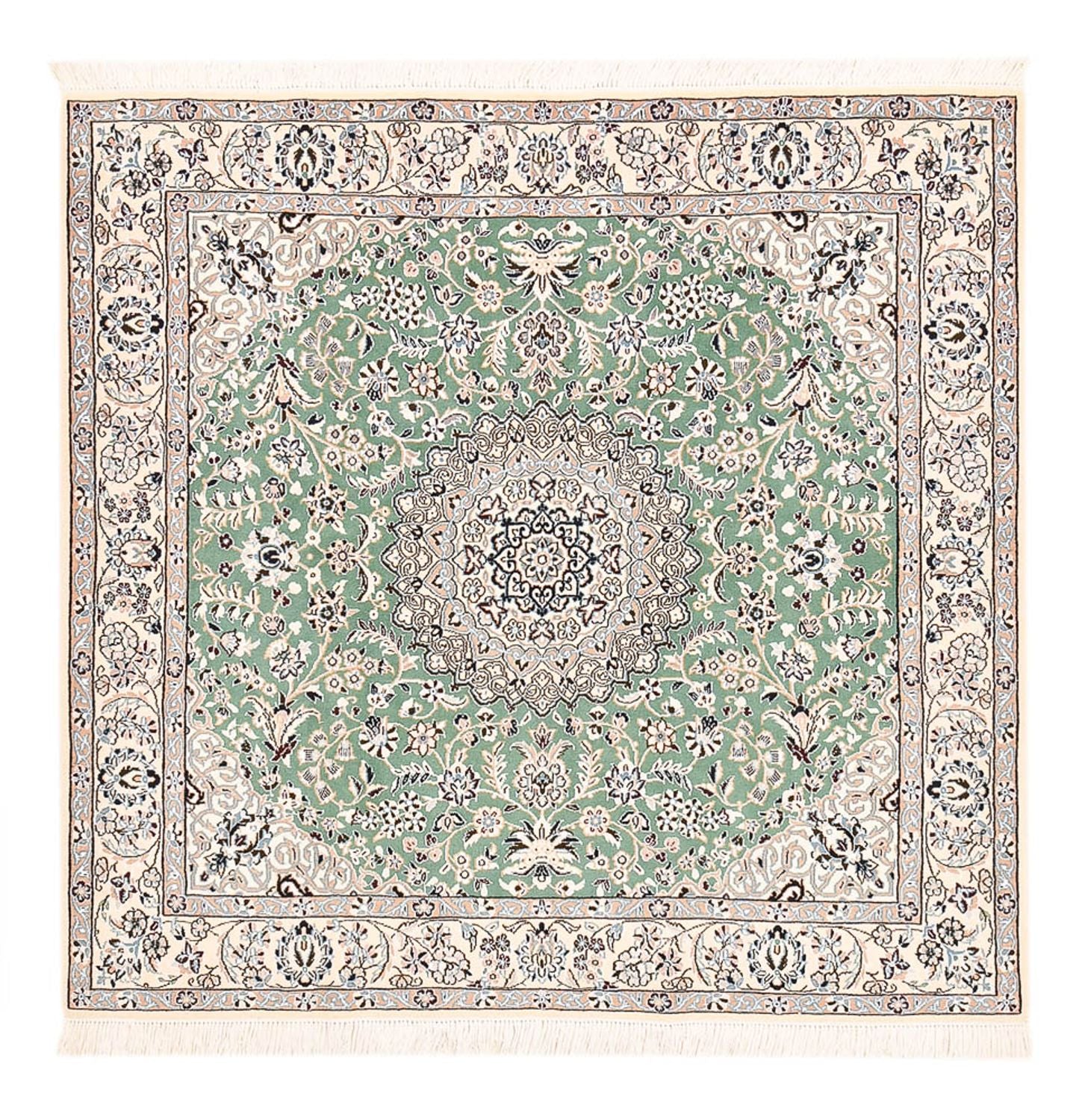 Persisk tæppe - Nain - Royal firkantet  - 152 x 149 cm - lysegrøn